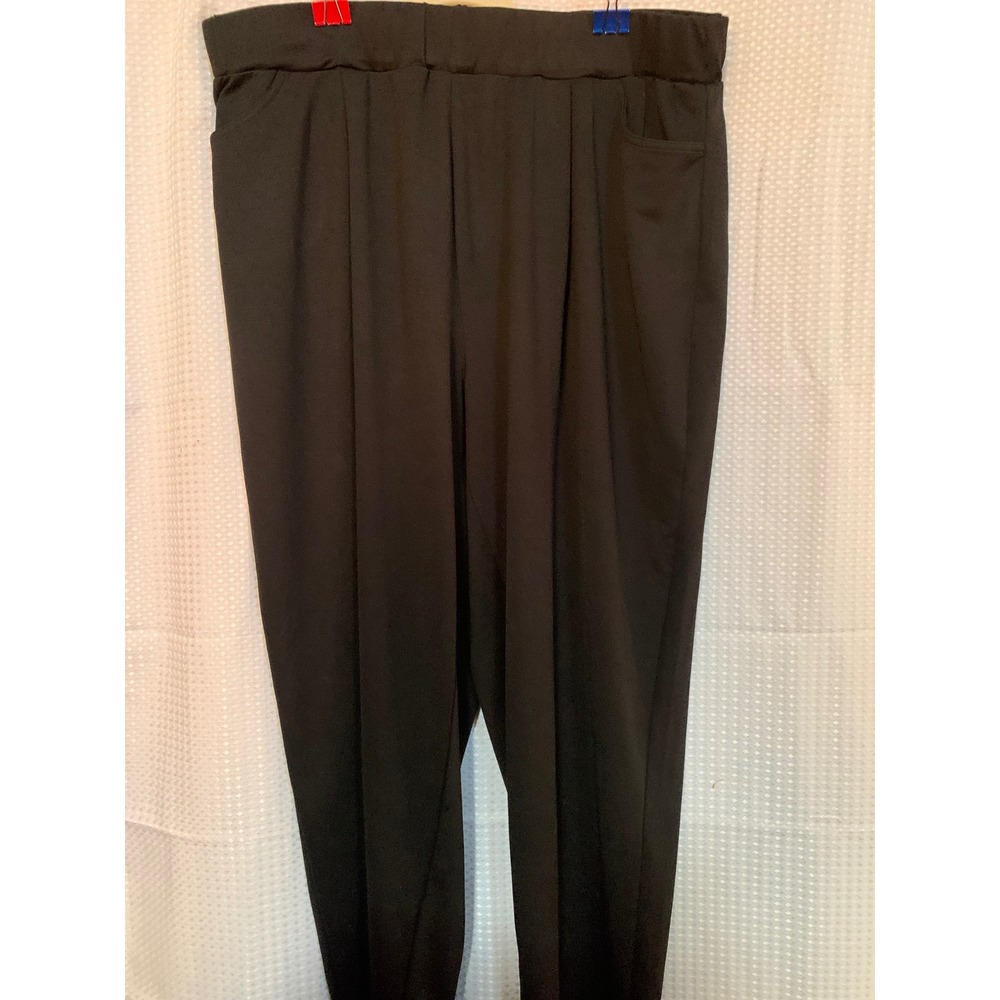 Womens High Waisted Black Tapered Trousers Elastic Waist Pleated Dress Pants 3x